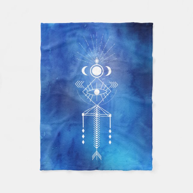 *~* Sacred Watercolor Shaman Primal Aztec Tribal Fleece Blanket (Front)