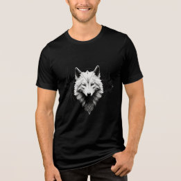 Sacred White Wolf – Geometric Spirit Design Tri-Blend Shirt
