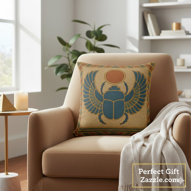 Sacred Winged Scarab Protective Gold Pillow (Creator Uploaded)