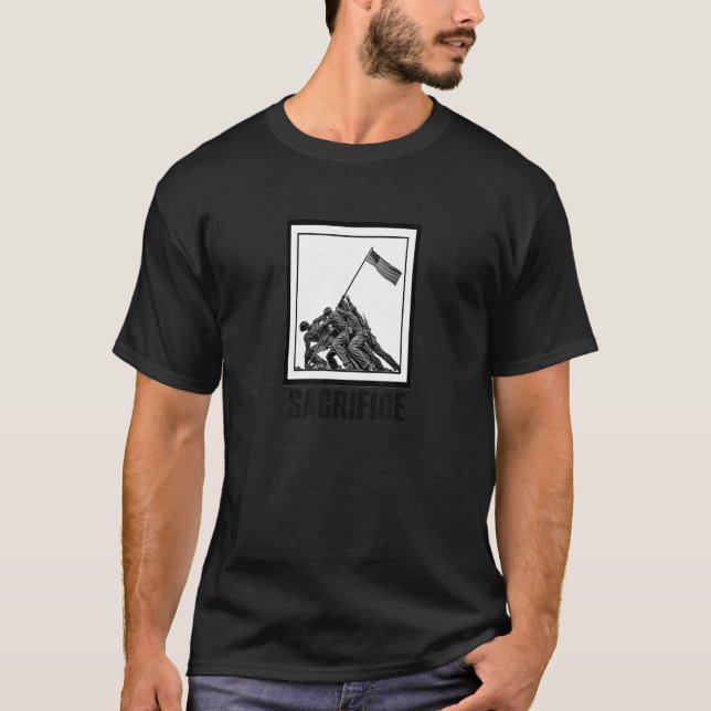 Sacrifice Iwo Jima War Monument Photo Art USA Prou T-Shirt (Front)