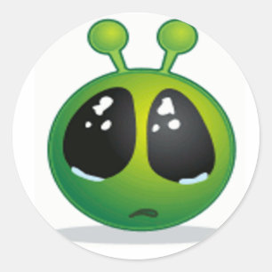 Sad Alien Classic Round Sticker