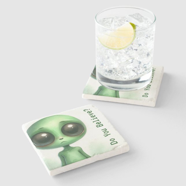 Sad Alien - Do You Believe? Stone Coaster (Side)