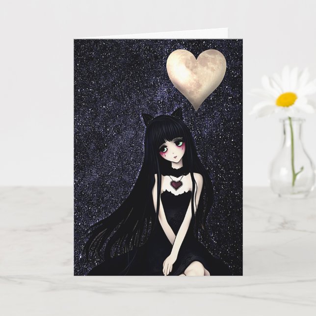 Sad Anime Girl Missing You Card (Small Plant)