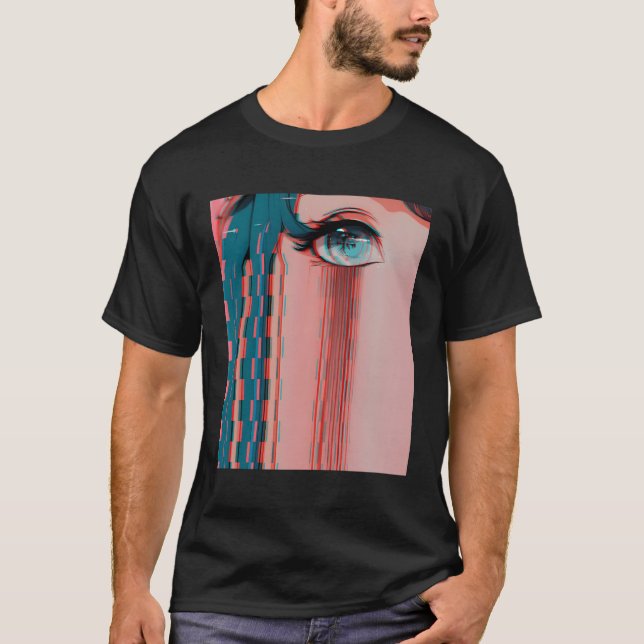 Sad Anime Girl Vaporwave Aesthetic Anime Eyes Eboy T-Shirt (Front)