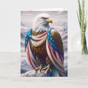 Sad Bald Eagle with Flag 4th of July Card