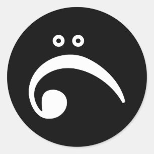 Sad Bass Clef Classic Round Sticker