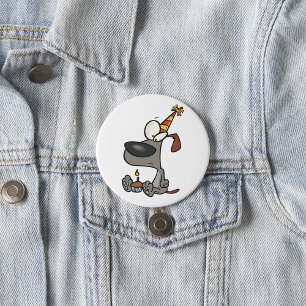 Sad Birthday Dog Cartoon with Cupcake 7.5 Cm Round Badge