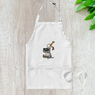 Sad Birthday Dog Cartoon with Cupcake Standard Apron