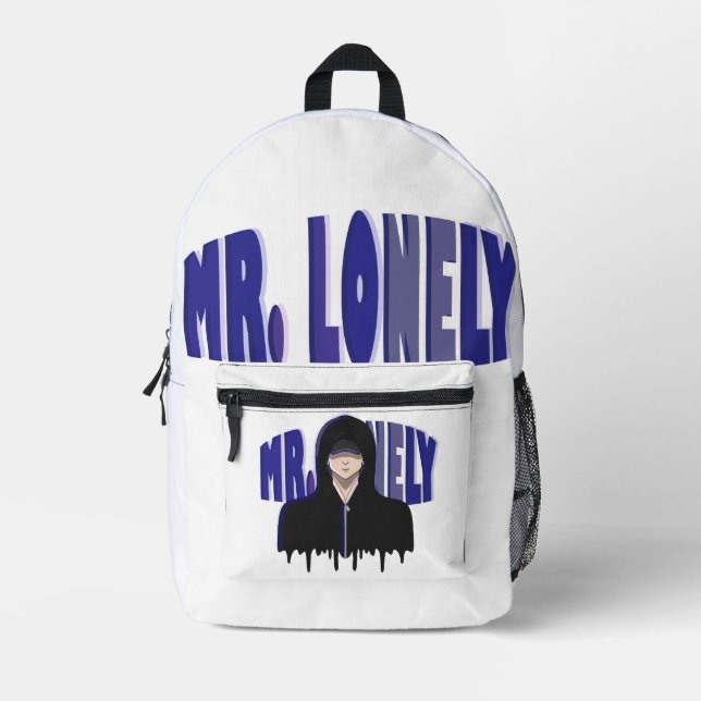Sad Boy Aesthetic - Mr. Lonely Hoodie Design Printed Backpack (Front)
