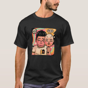 Sad Boy Pretending He Is Ok Illustration Graphic D T-Shirt