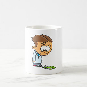 Sad Boy Scientist with Broken Experiment Coffee Mug