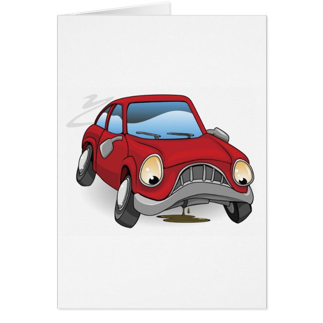 Sad broken down cartoon car (Front)