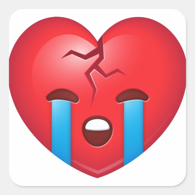 Sad Broken Heart Emoji Square Sticker (Front)