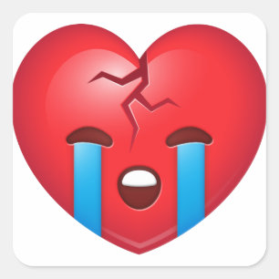 Sad Broken Heart Emoji Square Sticker