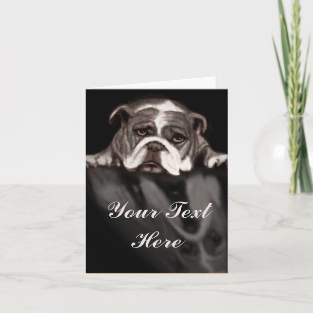 Sad bulldog emotional note card for any sad moment (Front)