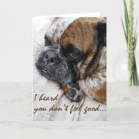 Sad Bulldog Get Well Sympathy Card