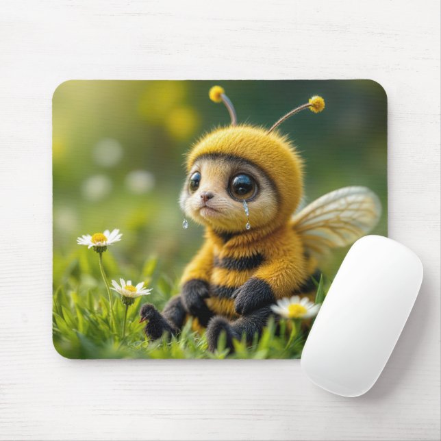 Sad Bumblebee With Tears Mouse Mat (With Mouse)