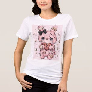 Sad bunny white t-shirt yami kawaii pastel goth Tri-Blend shirt