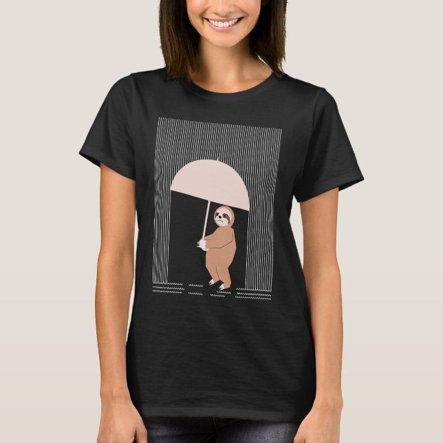 Sad but Cute Sloth Rain Umbrella  Animals T-Shirt (Front)