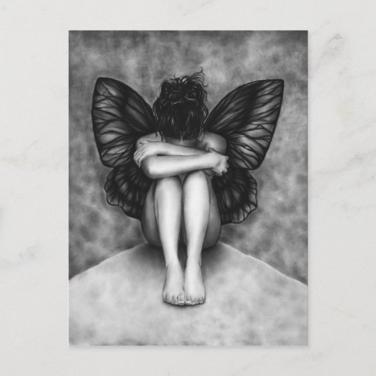 Sad Butterfly Girl Postcard Zazzle Co Uk