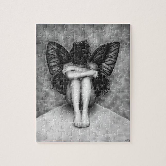 Sad Butterfly Girl Puzzle (Vertical)