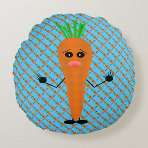 Sad Carrot by Kenneth Yoncich Round Cushion