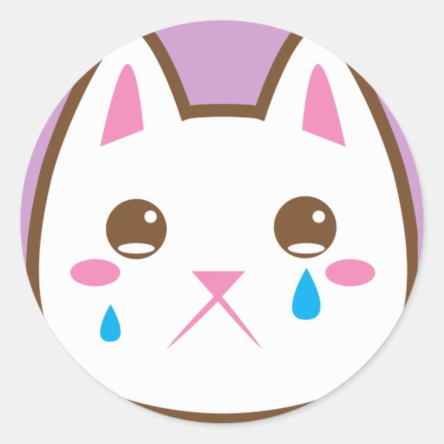 SAD CAT CLASSIC ROUND STICKER (Front)
