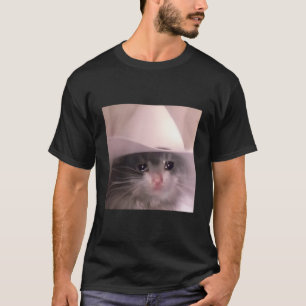 Sad Cat Cowboy Hat T-Shirt