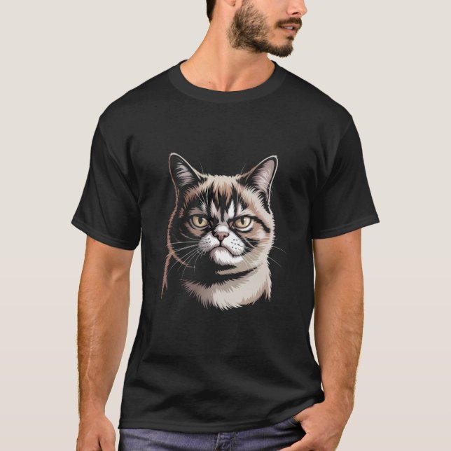 Sad Cat 😿 – Emotional & Relatable Cat Designs T-Shirt (Front)