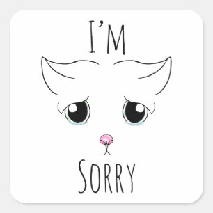 Sad Cat Face: I'm Sorry Square Sticker