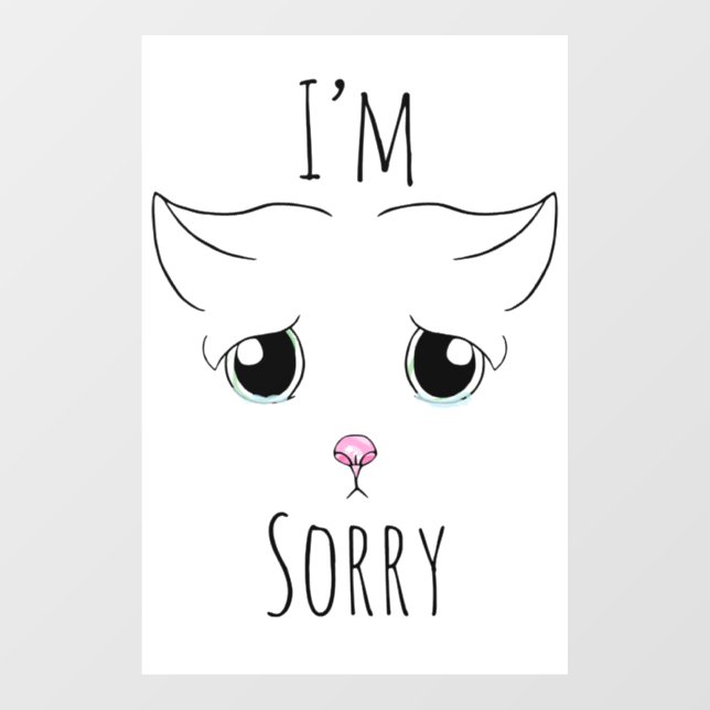 Sad Cat Face: I'm Sorry Window Cling (Sheet)