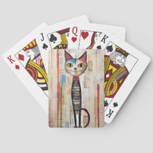 Sad Cat Large Eyes Painted Playing Cards
