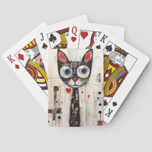 Sad Cat Large Eyes Painted  Playing Cards