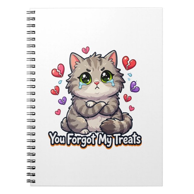 Sad Cat You Forgot My Treats Notebook (Front)
