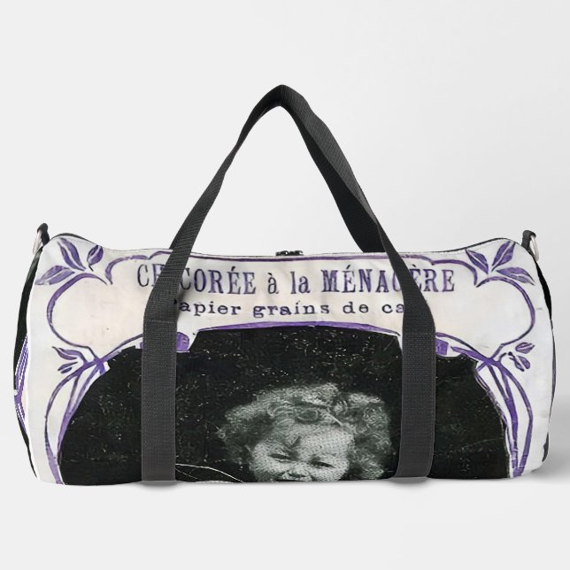 Sad Cherub Angel Print Duffle Bag (Front)