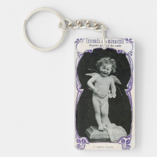 Sad Cherub Angel Print Key Ring