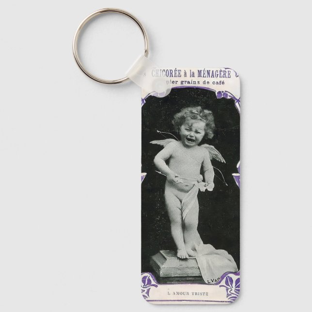 Sad Cherub Angel Print Key Ring (Front)