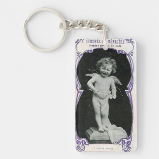 Sad Cherub Angel Print Key Ring