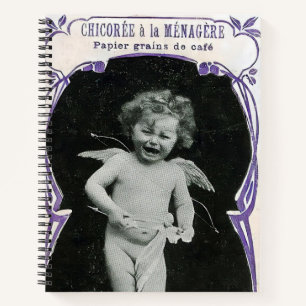 Sad Cherub Angel Print Notebook