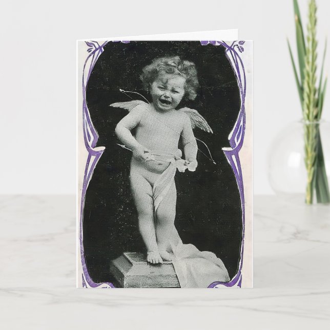 Sad Cherub Angel Print Thank You Card (Front)