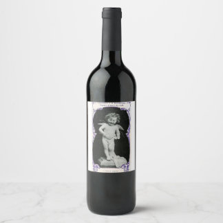Sad Cherub Angel Print Wine Label