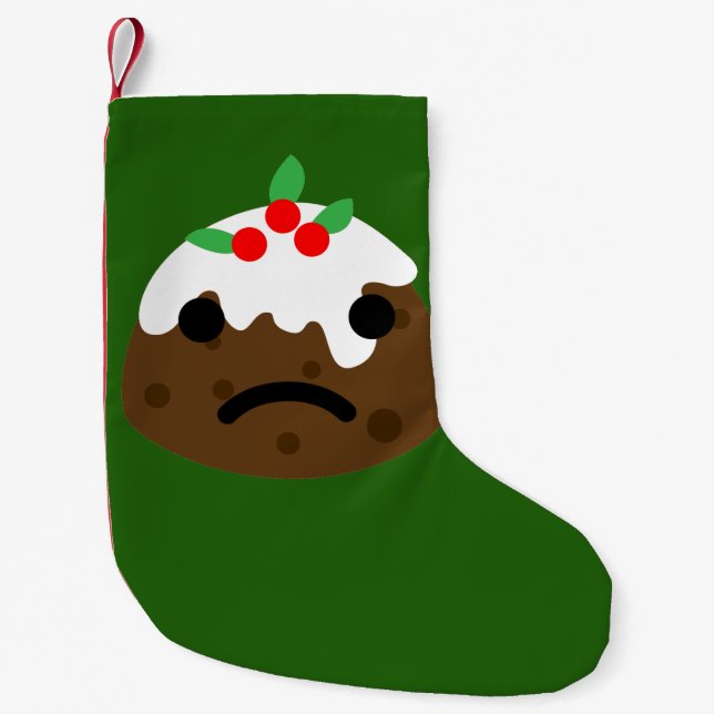 sad christmas pudding small christmas stocking (Front)