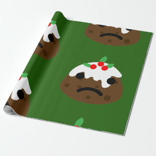 sad christmas pudding wrapping paper