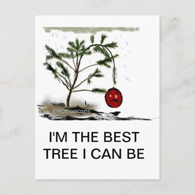 Sad Christmas Tree Holiday Postcard (Front)