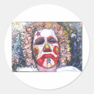 Sad Clown Classic Round Sticker