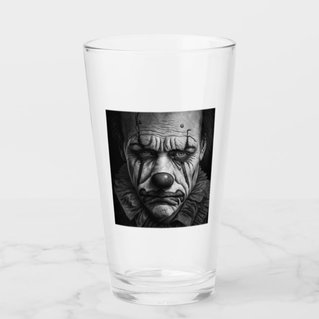 Sad Clown Glass Tumbler  (Front)