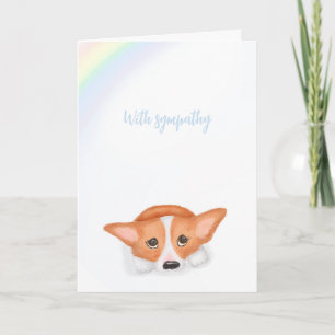 Sad corgi and rainbow pet loss sympathy card