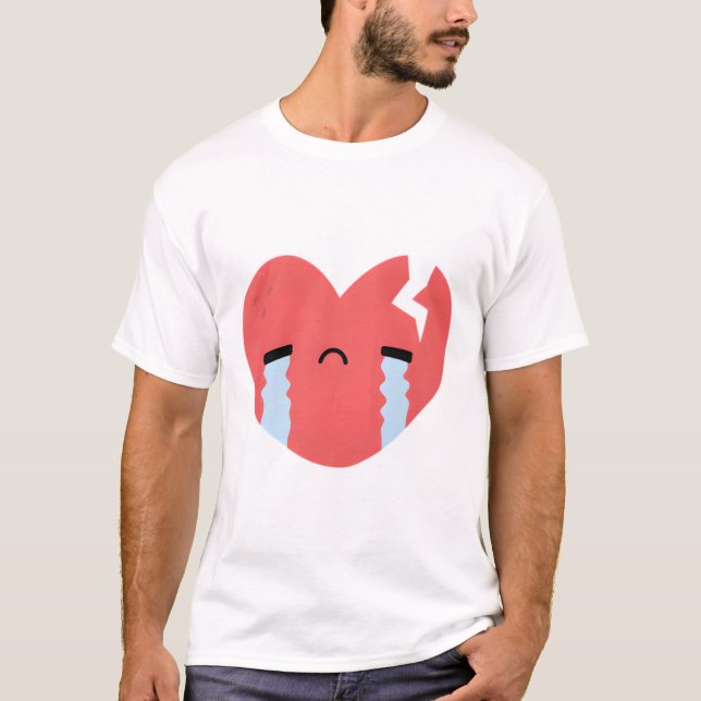 Sad Crying Broken Heart Doodle T-Shirt (Front)