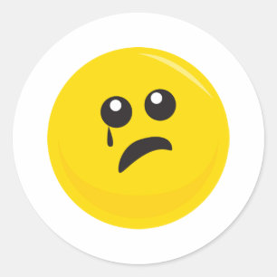 Sad Crying Cute Face Classic Round Sticker