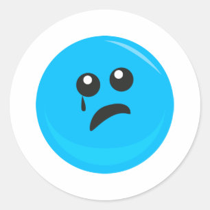 Sad Crying Cute Face Classic Round Sticker
